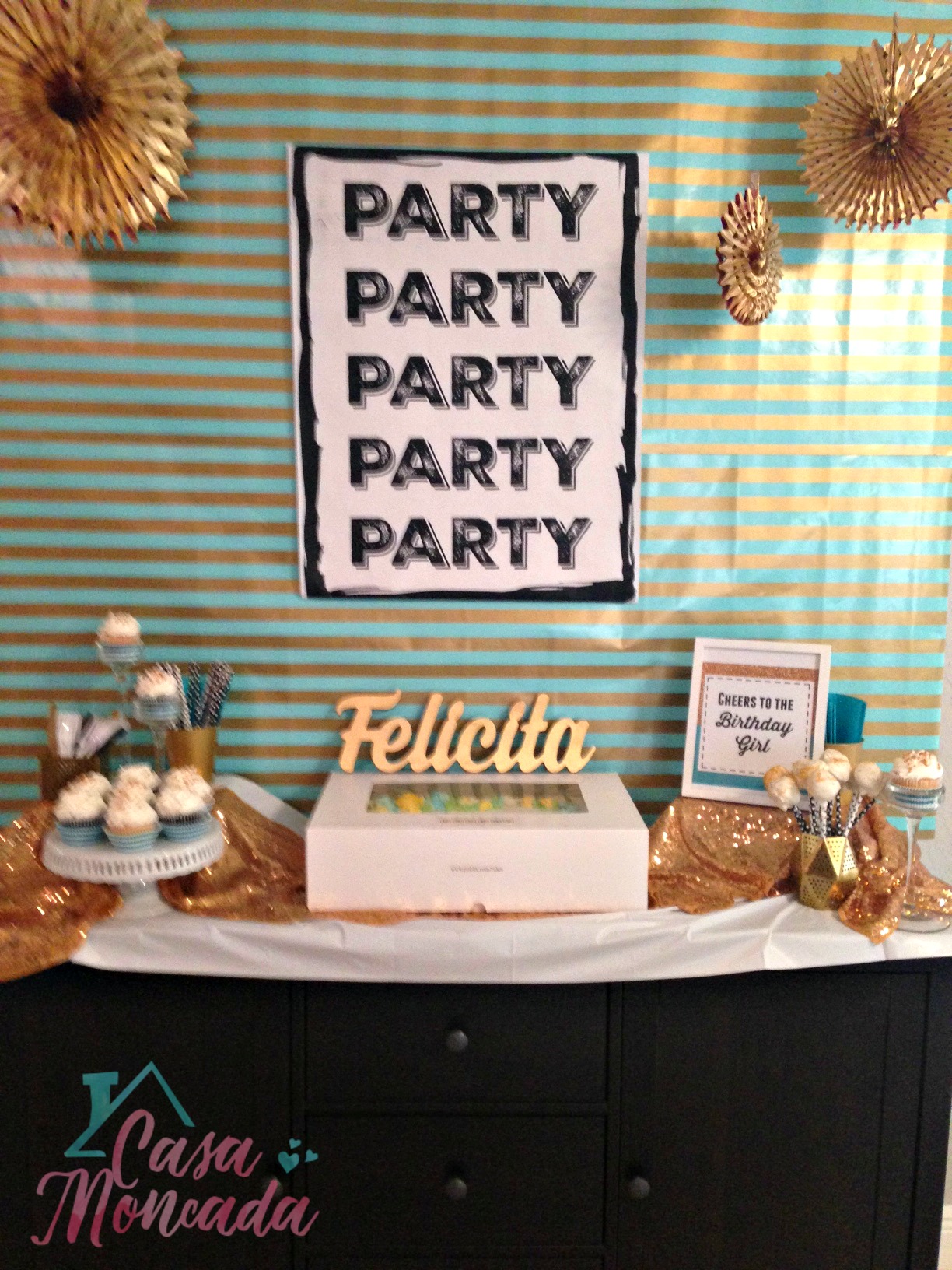 Teal and Gold Birthday Party - SprinkleDIY