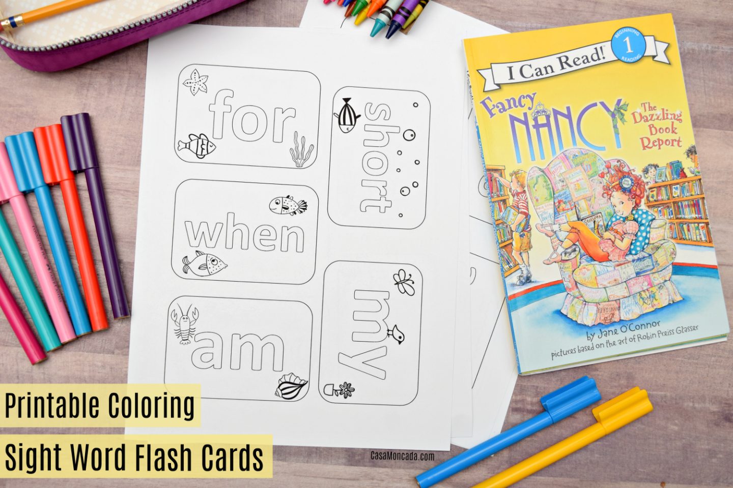 Printable Coloring Sight Words Flash Cards Sprinklediy